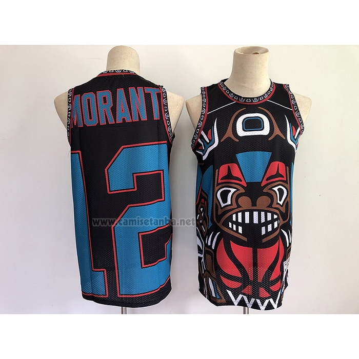 Camiseta Memphis Grizzlies Ja Morant #12 Mitchell & Ness Big Face Negro